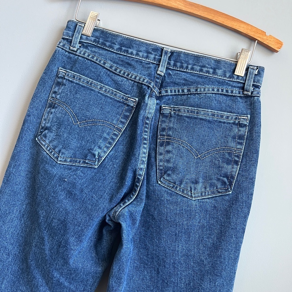 Liquid Y2K Vintage Floral Embroidered Flare Denim Jeans 100% Cotton Sz 9 - Picture 8 of 9